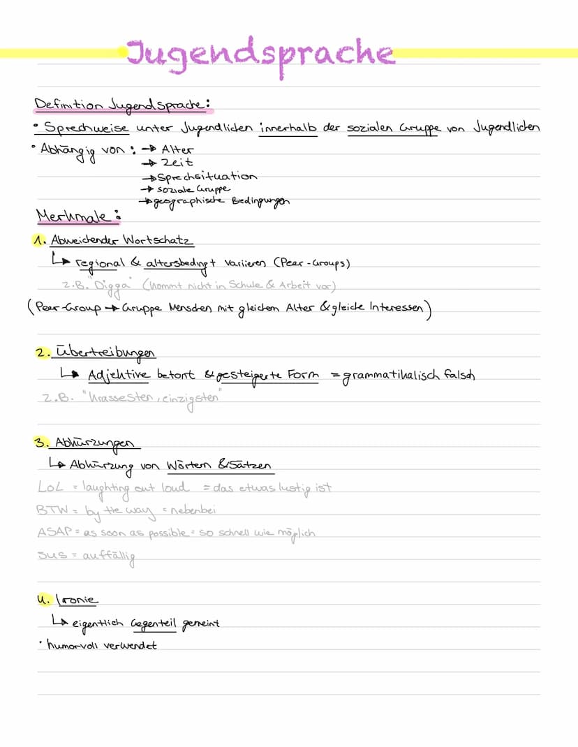 Inhaltsverzeichnis
1. Allgemein
2. Jugendsprache
3. Soziolekt Beispiel: Jugendsprache
4. Soziolekte und Fachsprachen
5.
Soziolekte
6. Gender