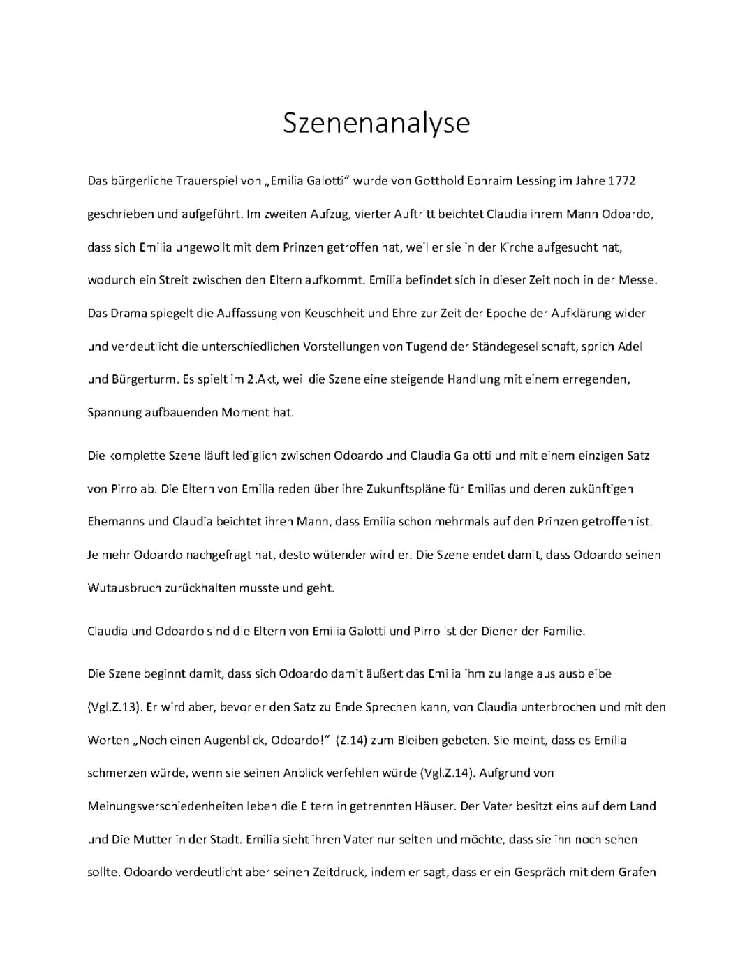 Szenenanalyse Emilia Galotti 2 Aufzug 4 Auftritt und 4 Aufzug