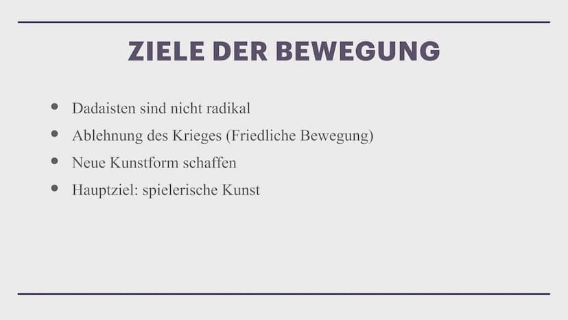 Z
DADAISMUS
Helen Was ist Dadaismus?
Geschichte und Entstehung
• Merkmale
Wofür steht die Bewegung?
• Ziele der Bewegung
Gedichte
• Heutige 