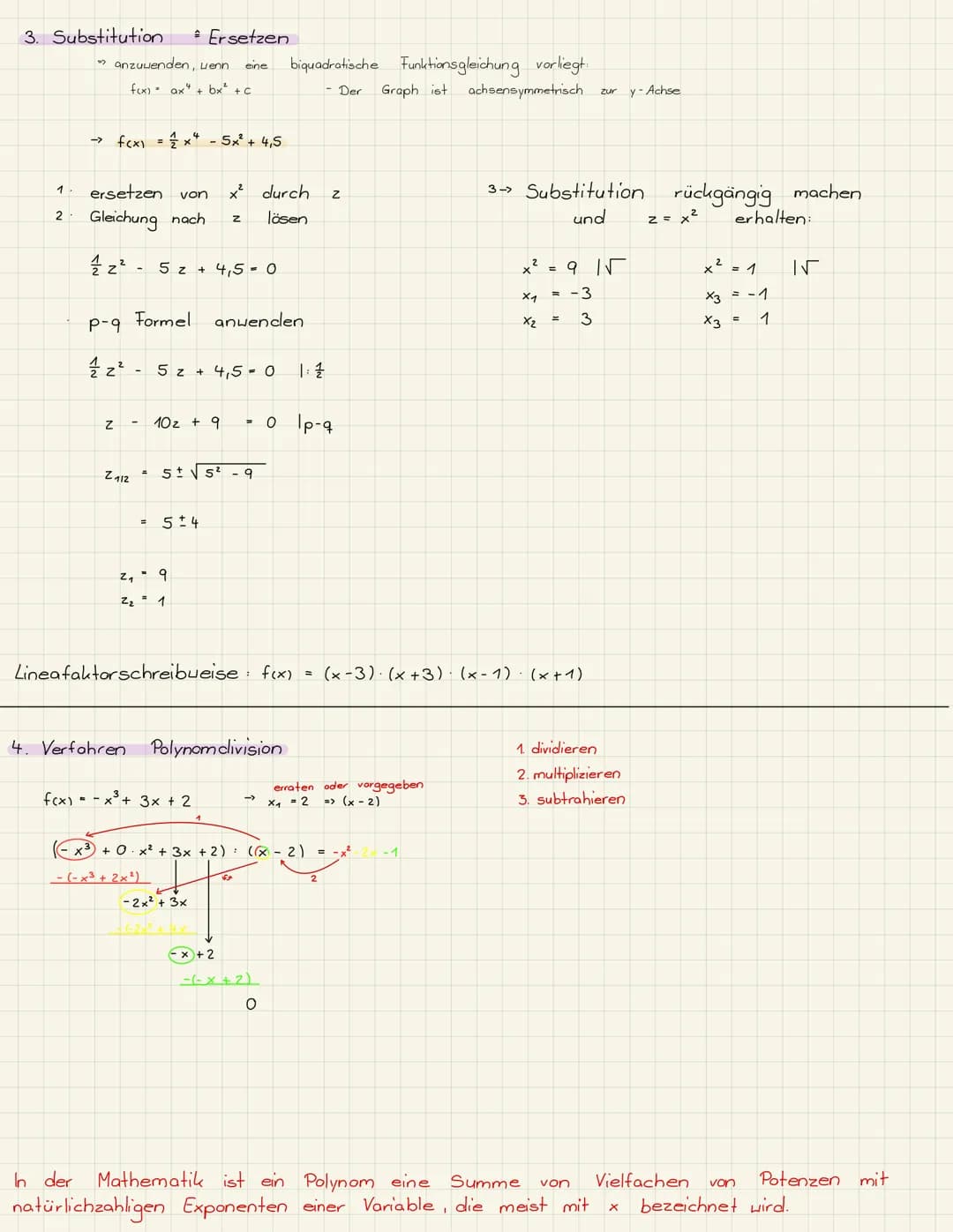 Ganzrationale Funktionen
-> Verlauf bestimmen
f(x) = ax^
a> o
a <o
n ist gerade n ist ungerade
V
f
Man schreibt den Verlauf als Grenzwert
(l