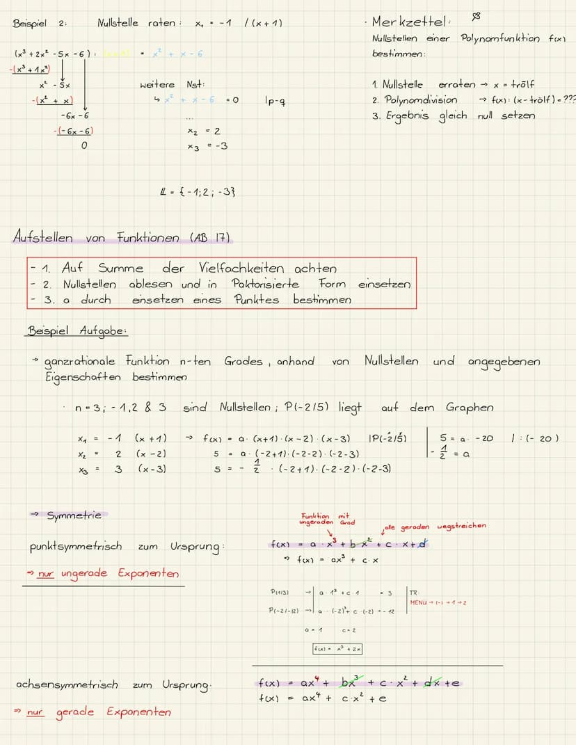 Ganzrationale Funktionen
-> Verlauf bestimmen
f(x) = ax^
a> o
a <o
n ist gerade n ist ungerade
V
f
Man schreibt den Verlauf als Grenzwert
(l