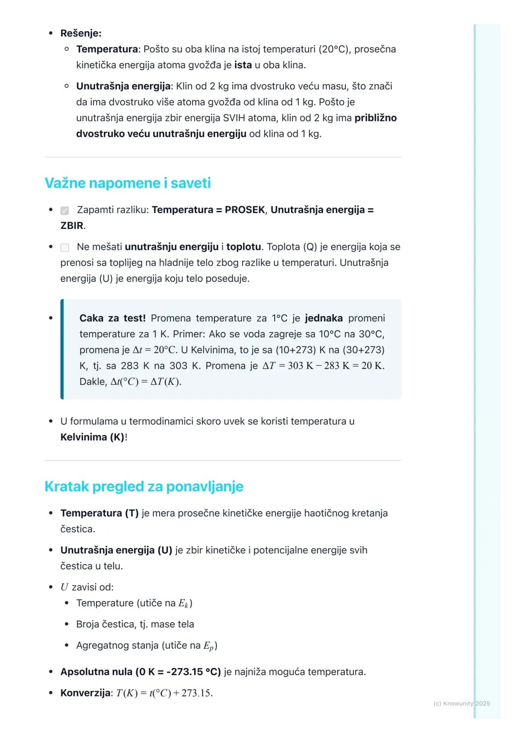 # Temperatura i Unutrašnja
Energija

Uvodni pregled

Temperatura i unutrašnja energija su osnovni pojmovi u termodinamici.
Svakodnevno koris
