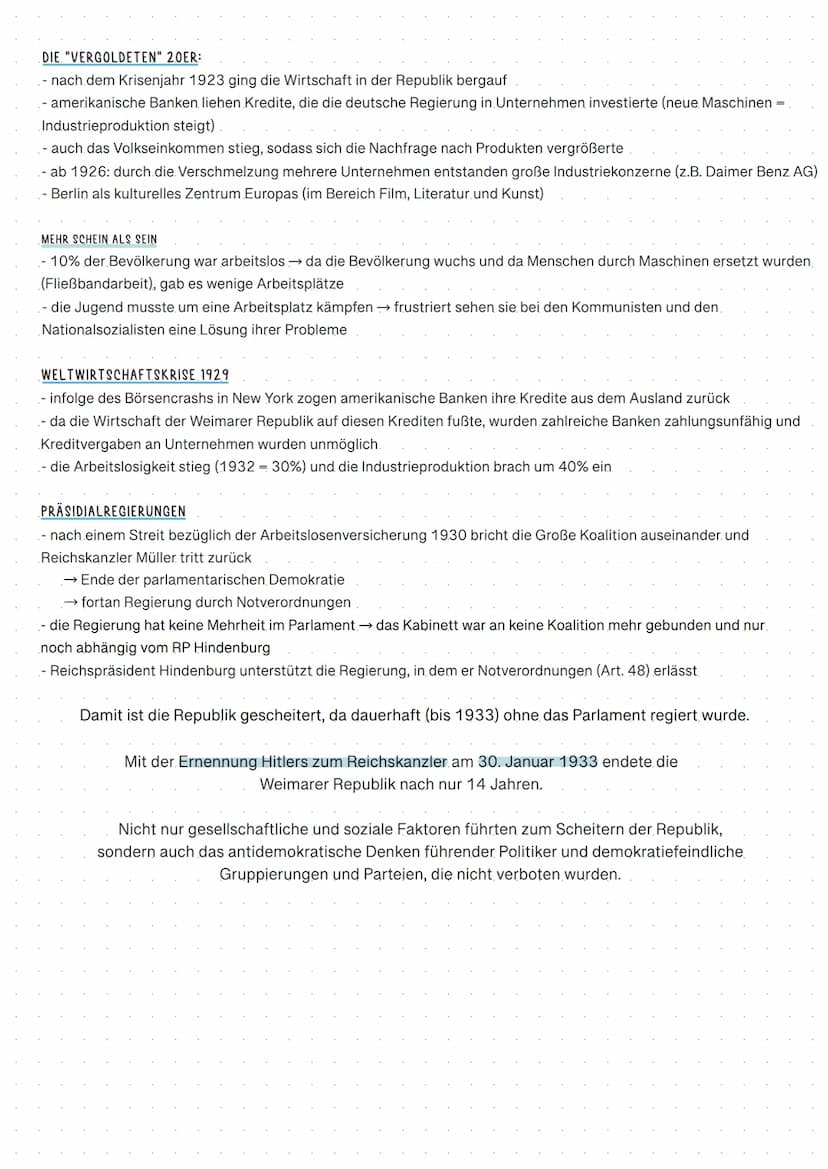 GESCHICHTE
Weimarer Republik
NACH DEM ERSTEN WELTKRIEG:
AUSGANGSLAGE
- 29. 09. 1918: die oberste Heeresleitung (Hindenburg und Ludendorff) v