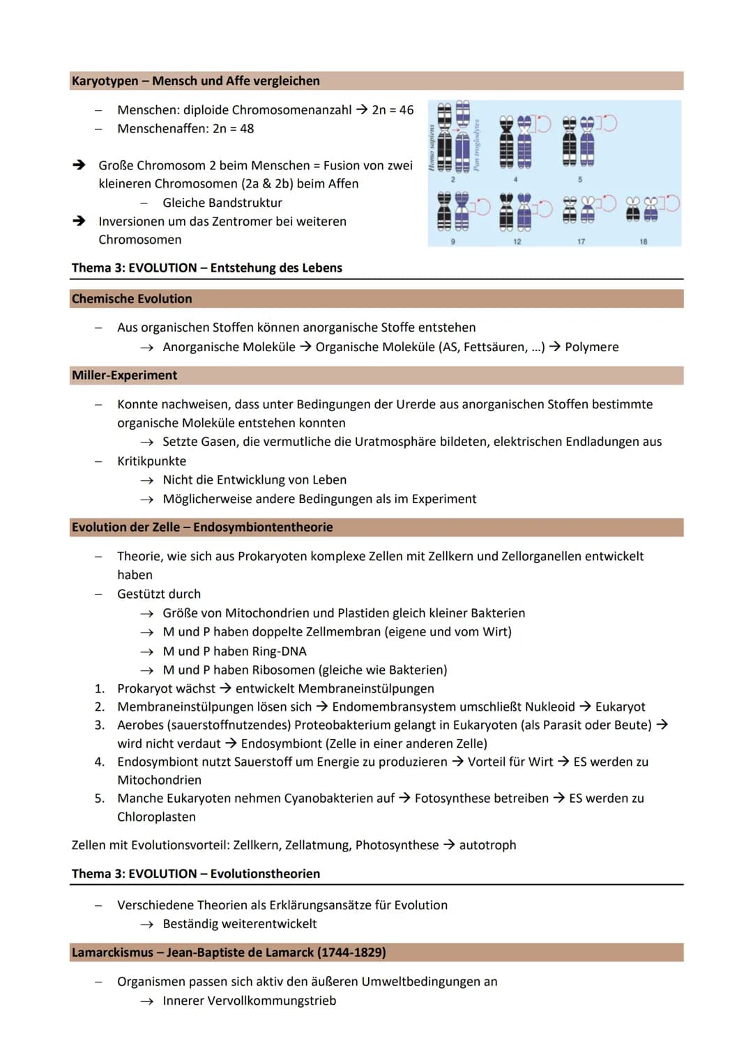 Thema 3: EVOLUTION - Grundlagen der Evolutionstheorie
Genetische Merkmale einer Population ändern sich über Generationen
Gemeinsamer Ursprun