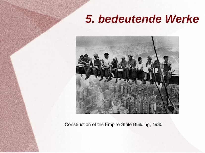 Lewis Hine Gliederung
1. Werdegang
2. künstlerische Position, Sichtweise und Haltung des
Künstlers
3. Ziele und Konzepte
4. Arbeit (Kamera, 