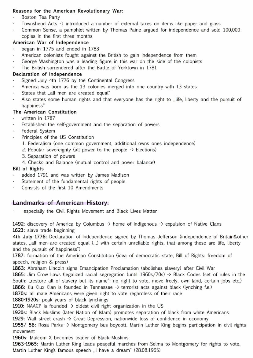 Englisch
Englisch
Lenzettel Abitur
Q1-Q3
28.04.2023 USA - FORMING OF A NATION:
Development and principles of American democracy and the cons