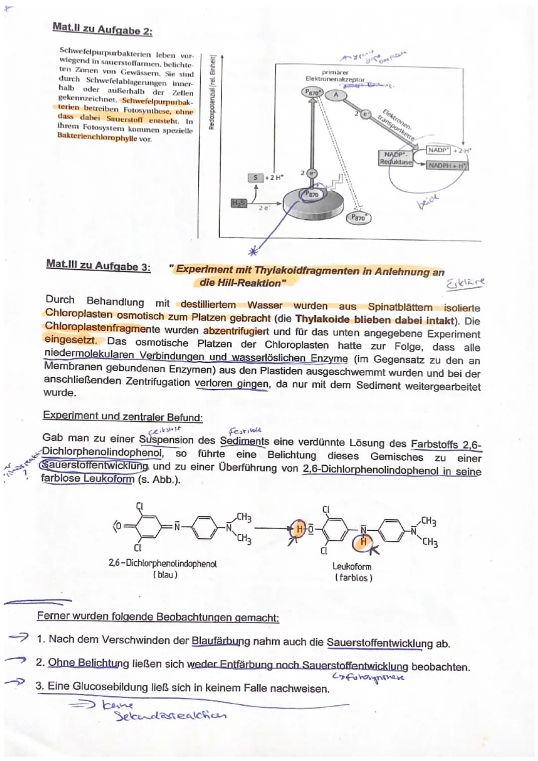 Thema: Fotosynthese
1. Algenwachstum in den Tiefen der Meere (s. Mat.I)
1.1
1.2
Beschreibe die Lichtverhältnisse in unterschiedlichen Meeres