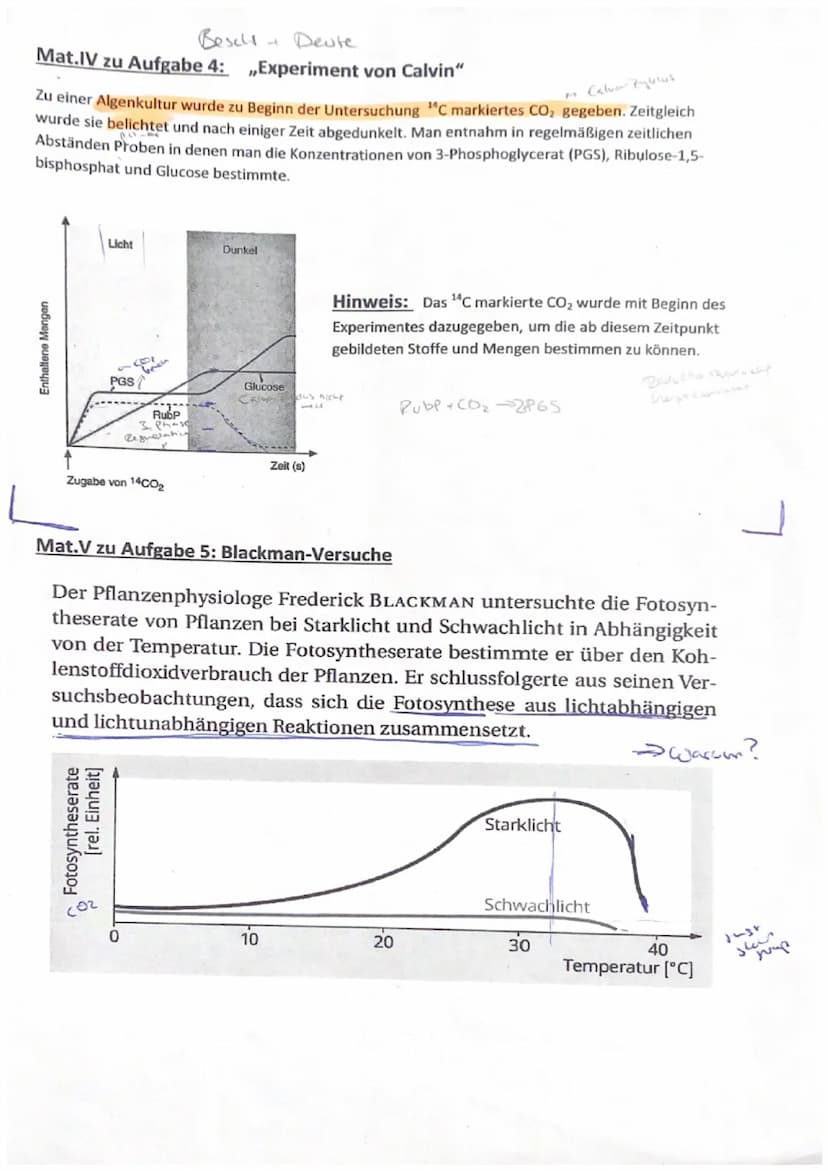 Thema: Fotosynthese
1. Algenwachstum in den Tiefen der Meere (s. Mat.I)
1.1
1.2
Beschreibe die Lichtverhältnisse in unterschiedlichen Meeres