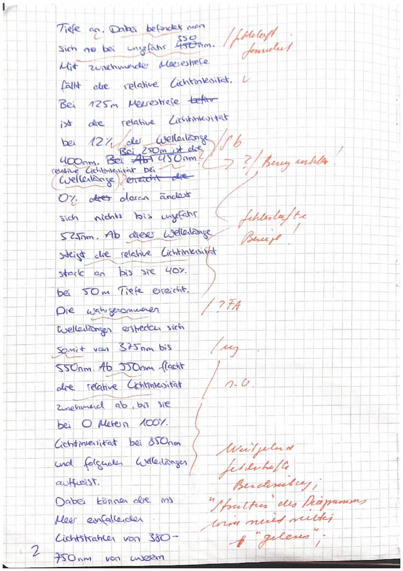 Thema: Fotosynthese
1. Algenwachstum in den Tiefen der Meere (s. Mat.I)
1.1
1.2
Beschreibe die Lichtverhältnisse in unterschiedlichen Meeres