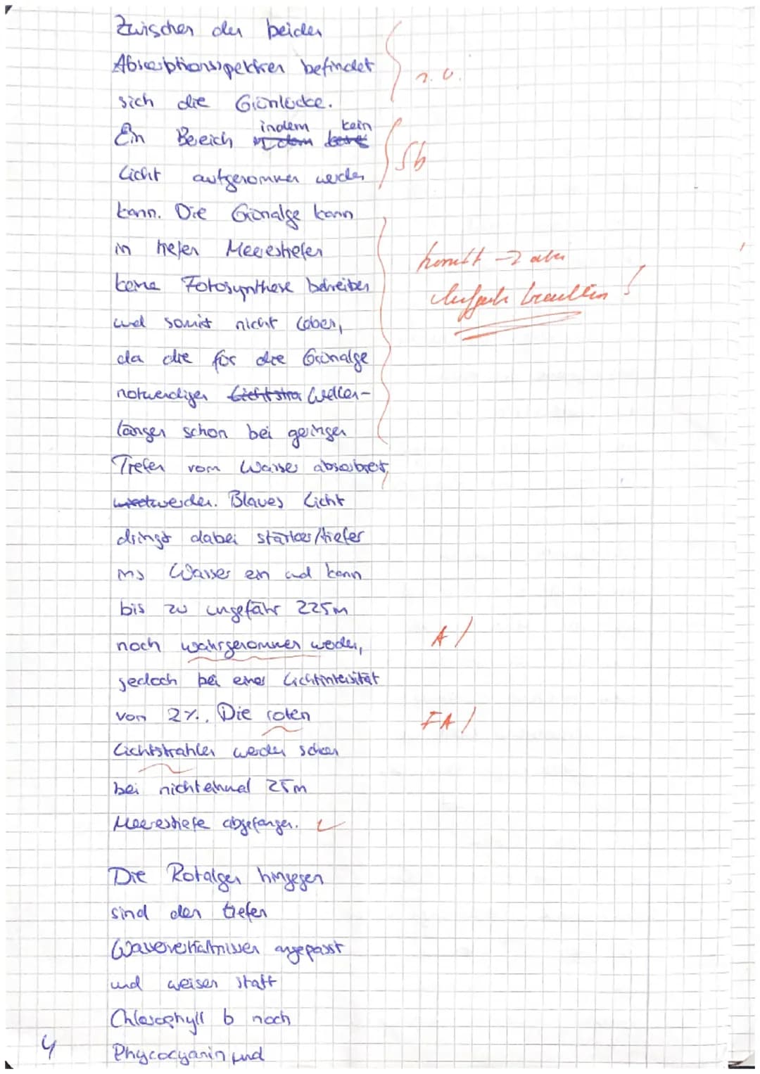 Thema: Fotosynthese
1. Algenwachstum in den Tiefen der Meere (s. Mat.I)
1.1
1.2
Beschreibe die Lichtverhältnisse in unterschiedlichen Meeres