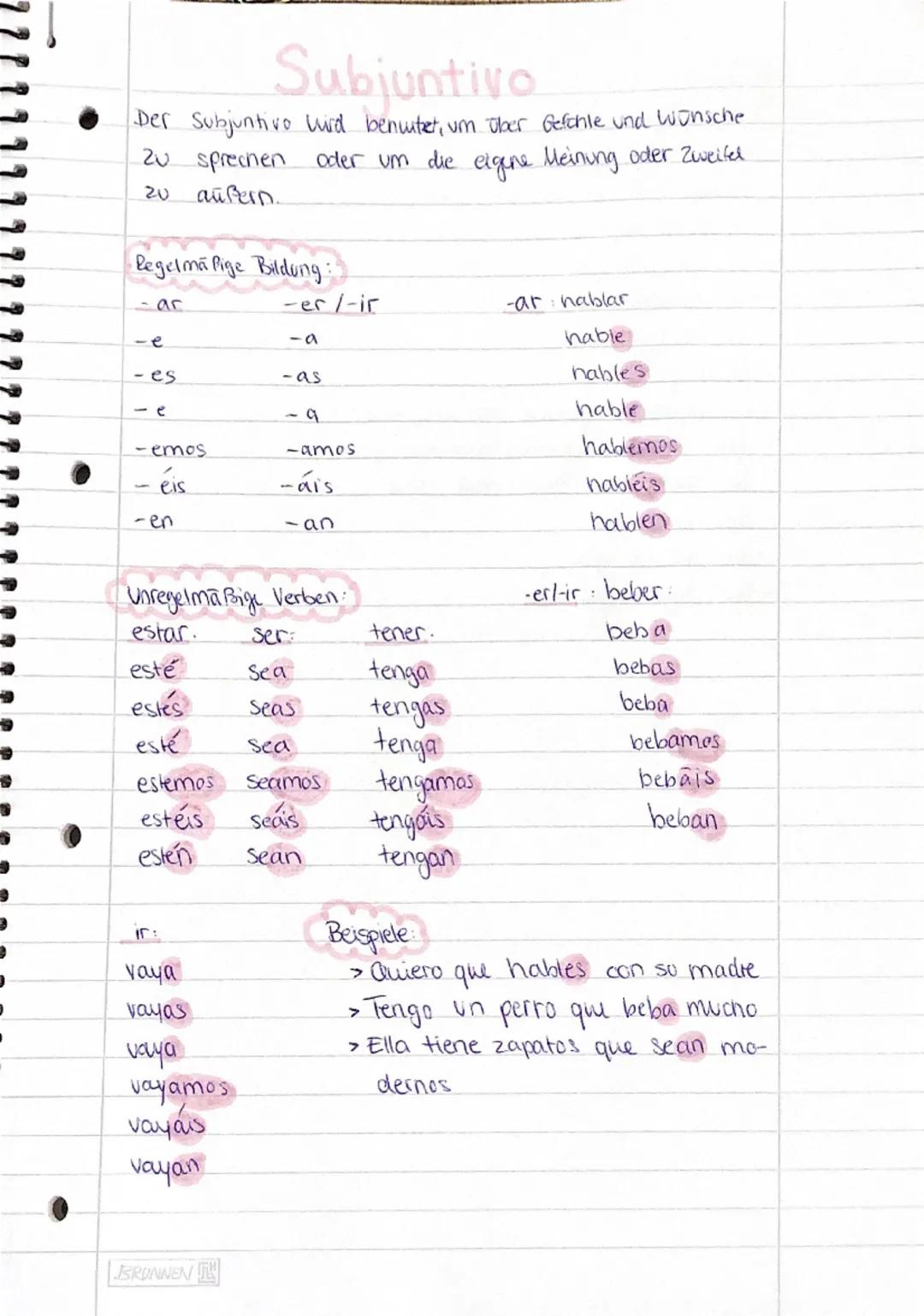 Subjuntivo
Der Subjuntivo wird benutzt, um über Geſchle und wünsche
20 sprechen
20 außern.
oder um die eigene Meinung oder Zweifel
·Regelma 