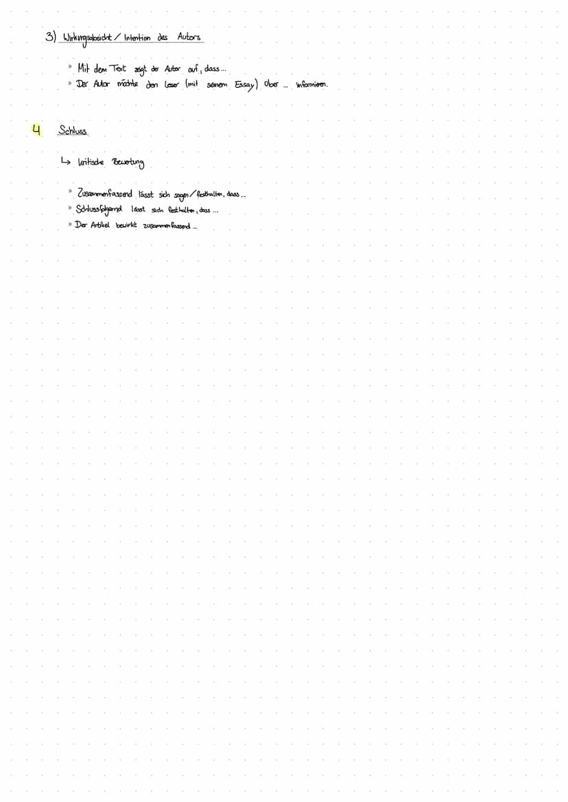 SACHTEXT ANALYSE
1 Einleitung
↳ Titel, Autor, Textsorte, Erscheinungsjahr, Medium
↳ Kontext? Hauptthese?
"In dem ... [Diskussion | Interview