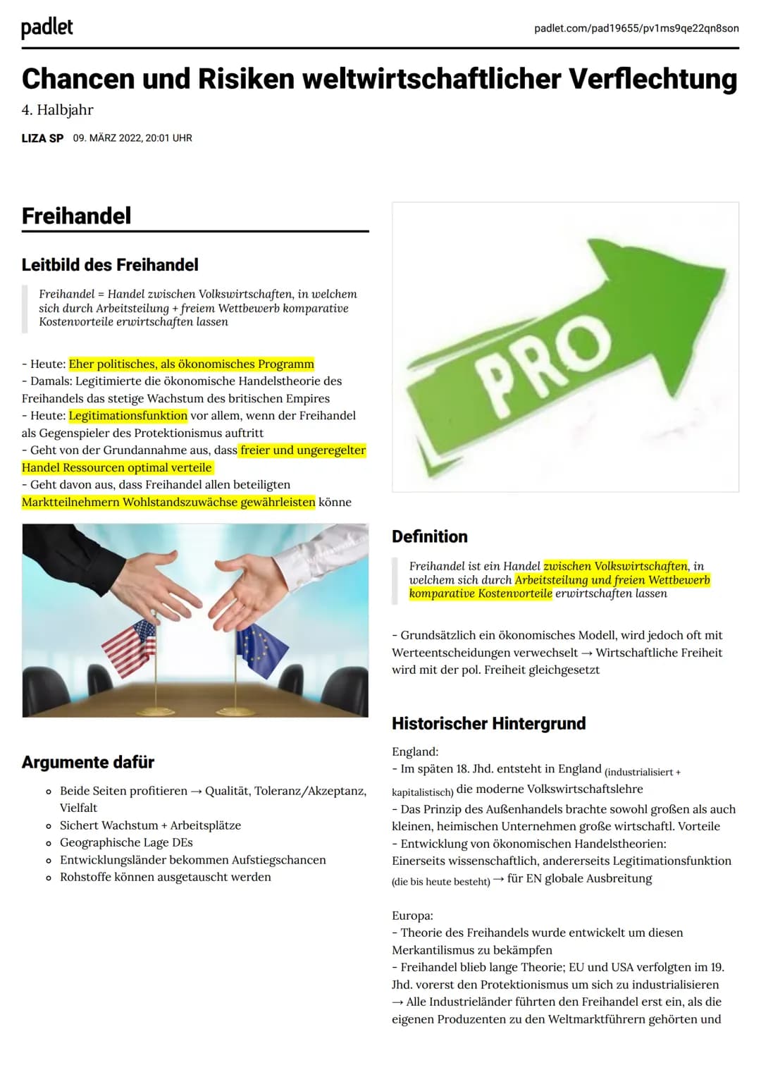 padlet
Chancen und Risiken weltwirtschaftlicher Verflechtung
4. Halbjahr
LIZA SP 09. MÄRZ 2022, 20:01 UHR
Freihandel
Leitbild des Freihandel