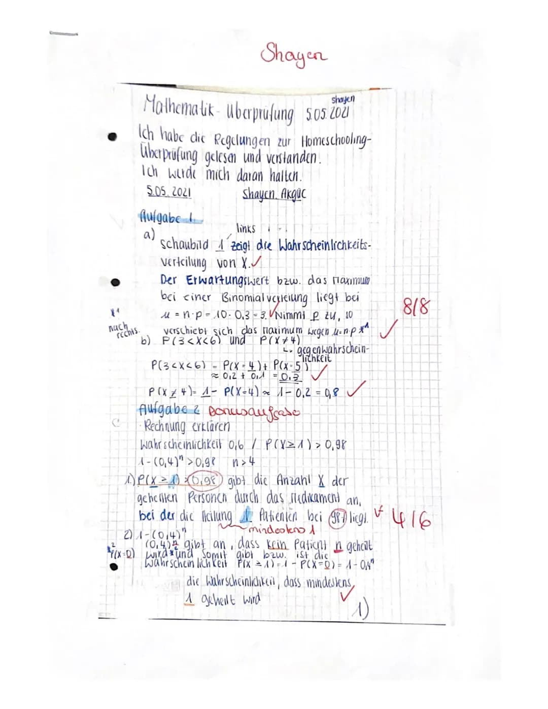 Math 1 (Ska) gA
2. Semester
NAME:
0,35+
0,30-
0,25-
0,20-
0,15-
0,10-
0,05-
0,00-
Mathematik - Überprüfung
Aufgabe 1:
Die Zufallsvariable X 