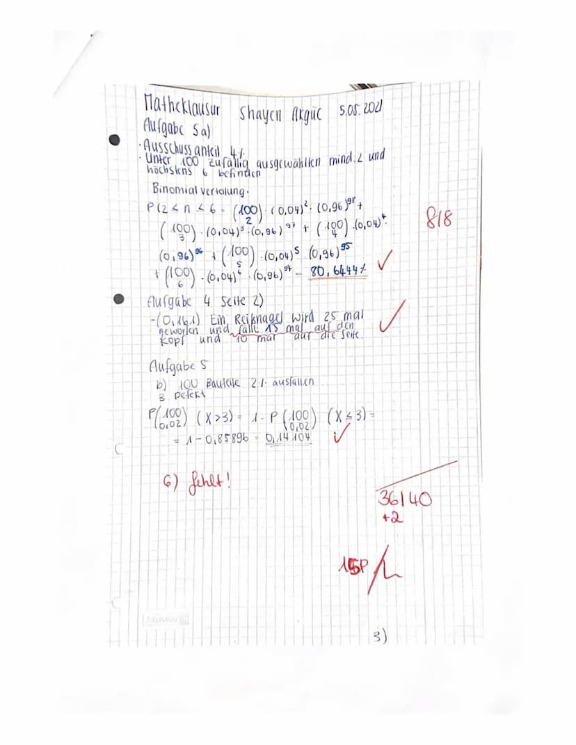 Math 1 (Ska) gA
2. Semester
NAME:
0,35+
0,30-
0,25-
0,20-
0,15-
0,10-
0,05-
0,00-
Mathematik - Überprüfung
Aufgabe 1:
Die Zufallsvariable X 
