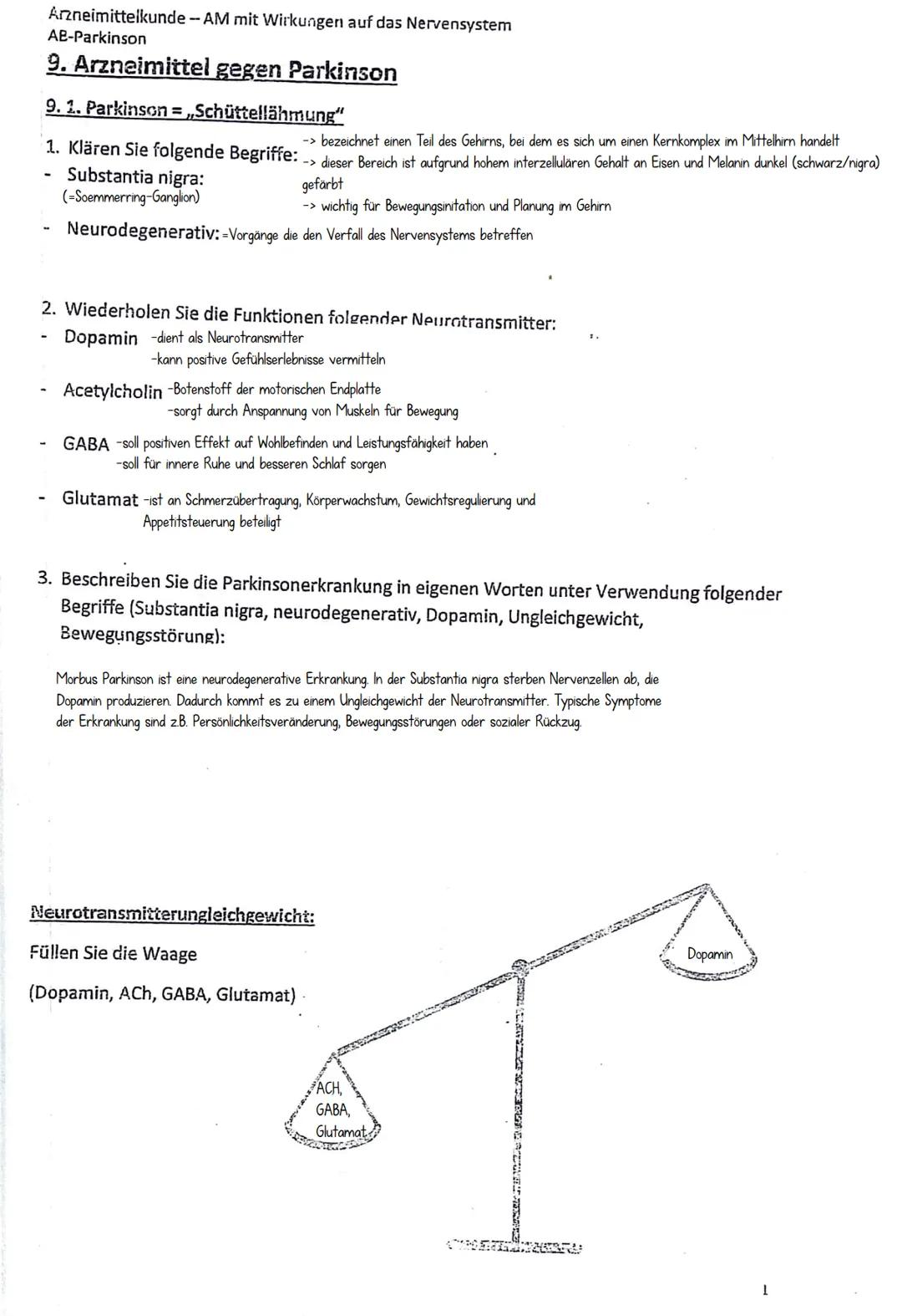 # Parkinson

=fortschreitende, neurodegenerative Erkrankung

-Nervenzellen, in der Substantia Nigra, die im Gehirn Dopamin bilden sterben ab