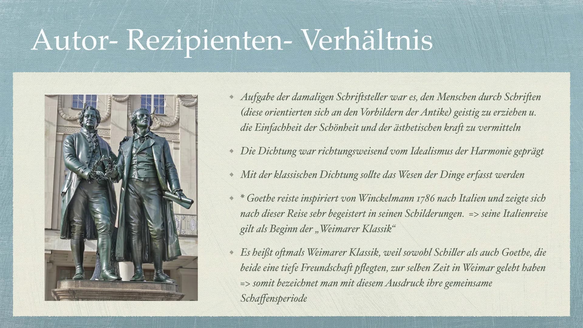 Die Epoche der Klassik Inhaltsverzeichnis
→ Seite 3: Allgemeine Informationen
Seite 4: Geschichtliches Hintergrundwissen
* Seite 5: Typische