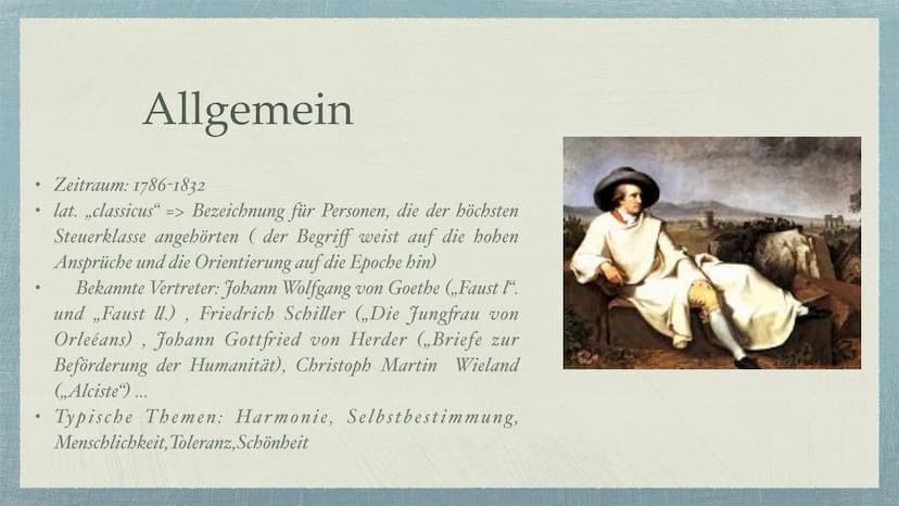 Die Epoche der Klassik Inhaltsverzeichnis
→ Seite 3: Allgemeine Informationen
Seite 4: Geschichtliches Hintergrundwissen
* Seite 5: Typische