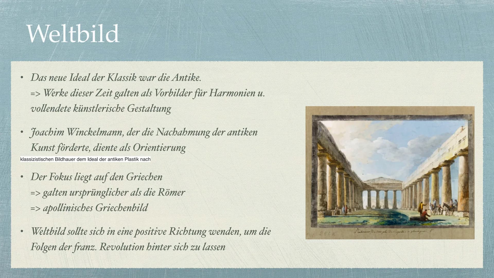 Die Epoche der Klassik Inhaltsverzeichnis
→ Seite 3: Allgemeine Informationen
Seite 4: Geschichtliches Hintergrundwissen
* Seite 5: Typische