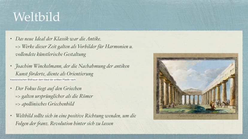 Die Epoche der Klassik Inhaltsverzeichnis
→ Seite 3: Allgemeine Informationen
Seite 4: Geschichtliches Hintergrundwissen
* Seite 5: Typische