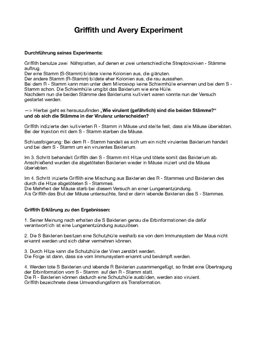 Griffith & Avery Experiment (ausführlich)