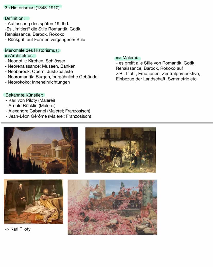 Kunst - Lernzettel:
-> Thema: einzelnen Epochen kennen + Maltechnik, Merkmale, bekannte Künstler
1.) Klassizismus (1770-1840)
Merkmale des K
