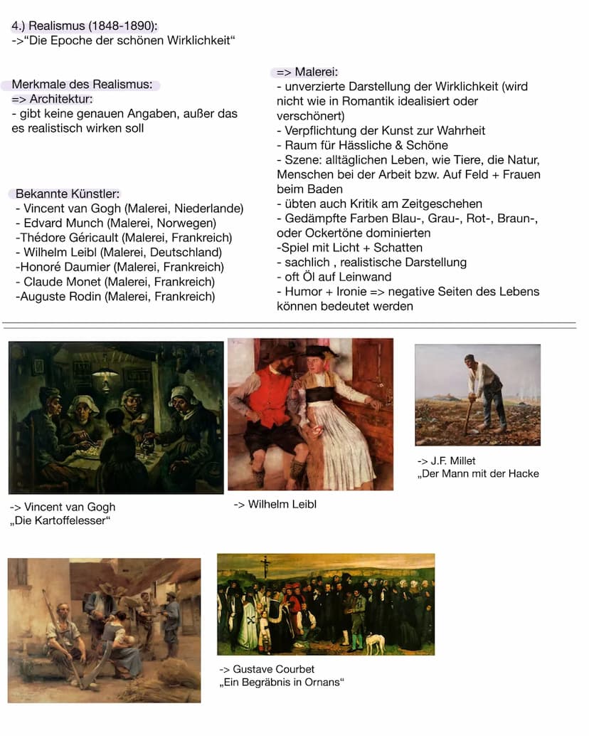 Kunst - Lernzettel:
-> Thema: einzelnen Epochen kennen + Maltechnik, Merkmale, bekannte Künstler
1.) Klassizismus (1770-1840)
Merkmale des K