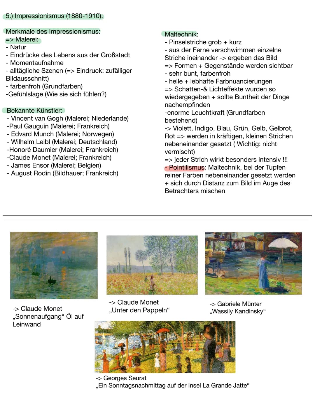 Kunst - Lernzettel:
-> Thema: einzelnen Epochen kennen + Maltechnik, Merkmale, bekannte Künstler
1.) Klassizismus (1770-1840)
Merkmale des K