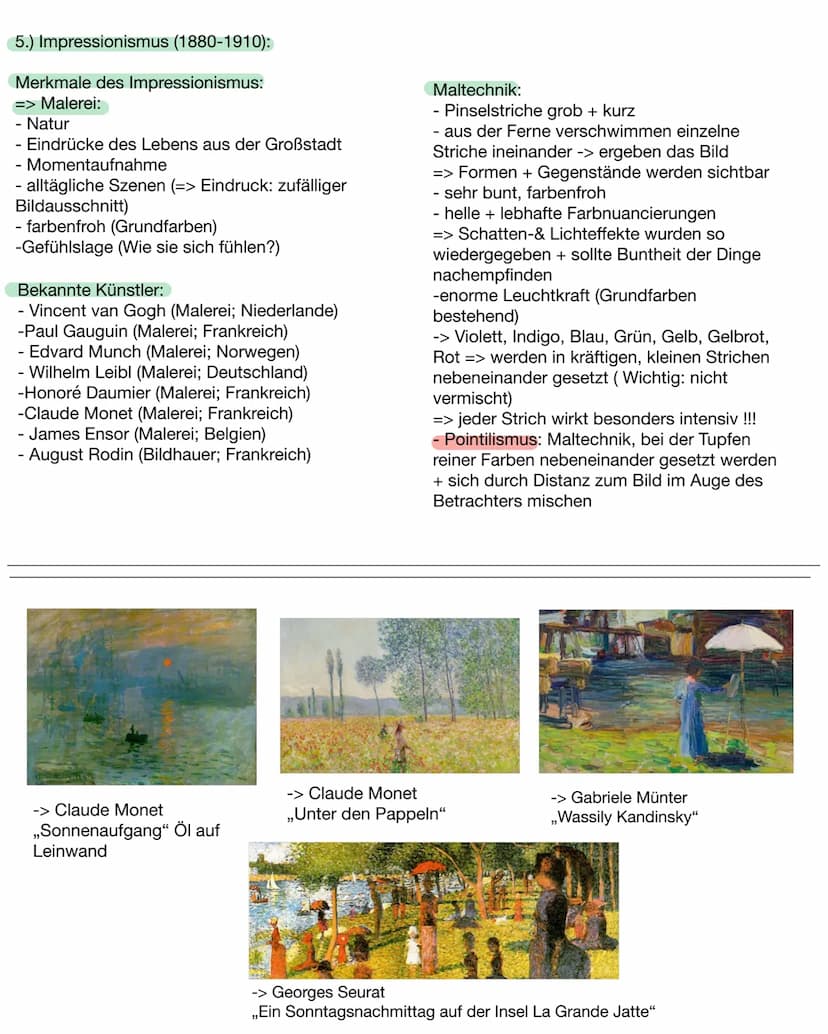 Kunst - Lernzettel:
-> Thema: einzelnen Epochen kennen + Maltechnik, Merkmale, bekannte Künstler
1.) Klassizismus (1770-1840)
Merkmale des K