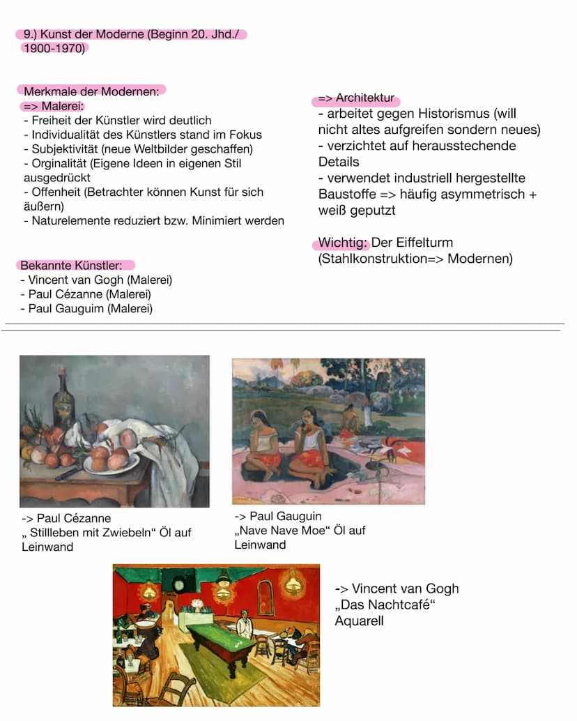 Kunst - Lernzettel:
-> Thema: einzelnen Epochen kennen + Maltechnik, Merkmale, bekannte Künstler
1.) Klassizismus (1770-1840)
Merkmale des K