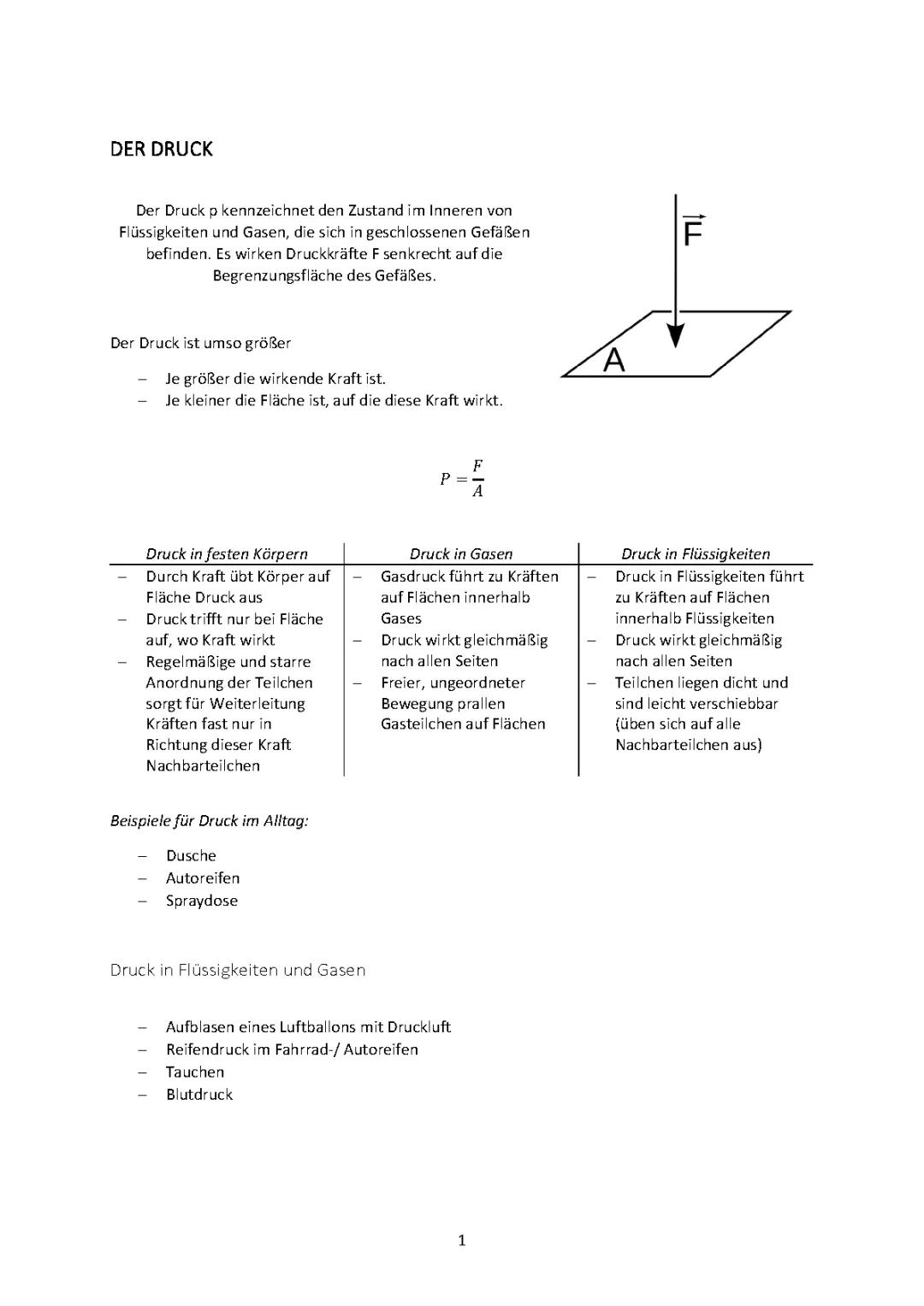 Zusammenfassung Schuljahr Klasse 8 Physik 