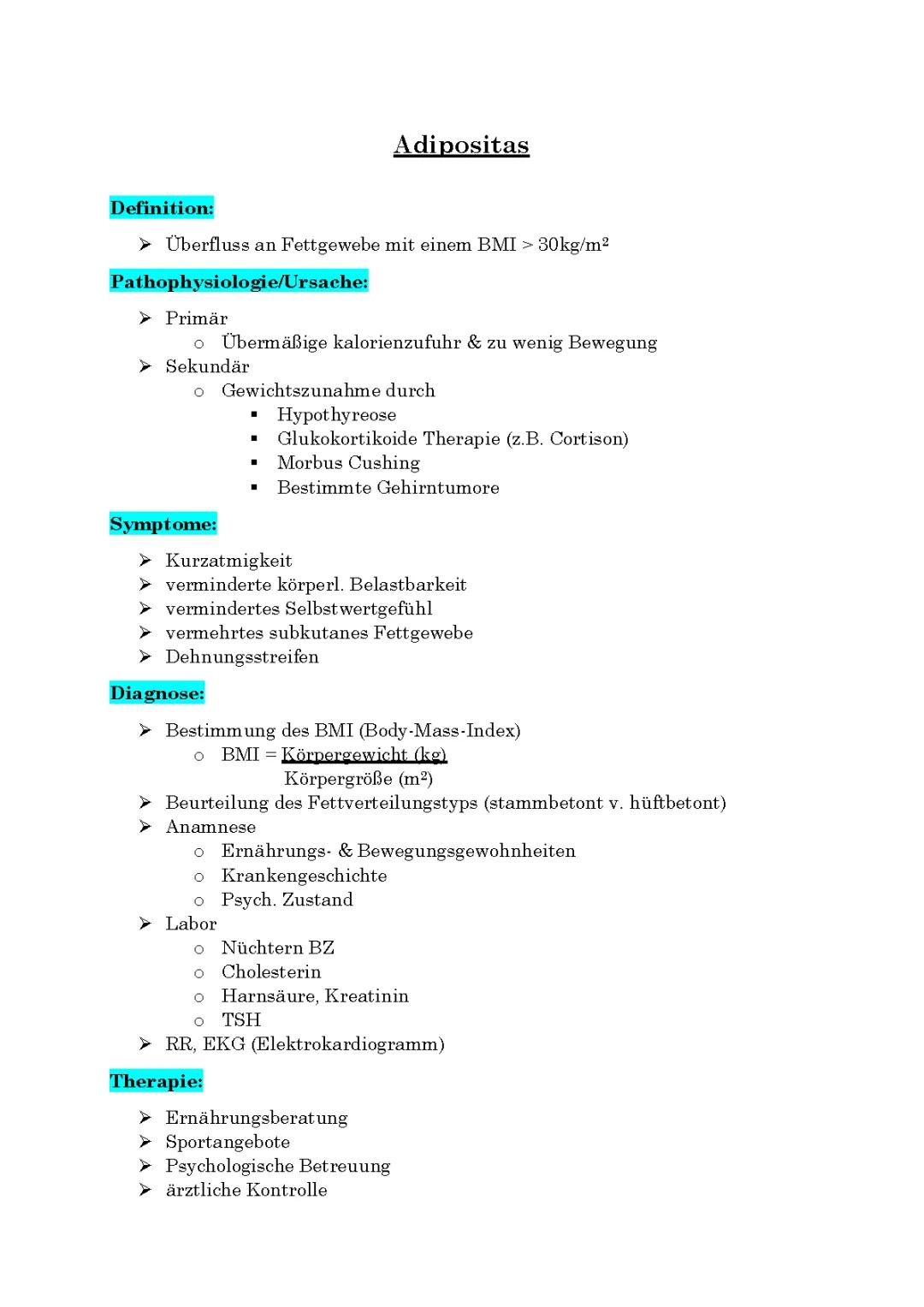 Adipositas / Übergewicht