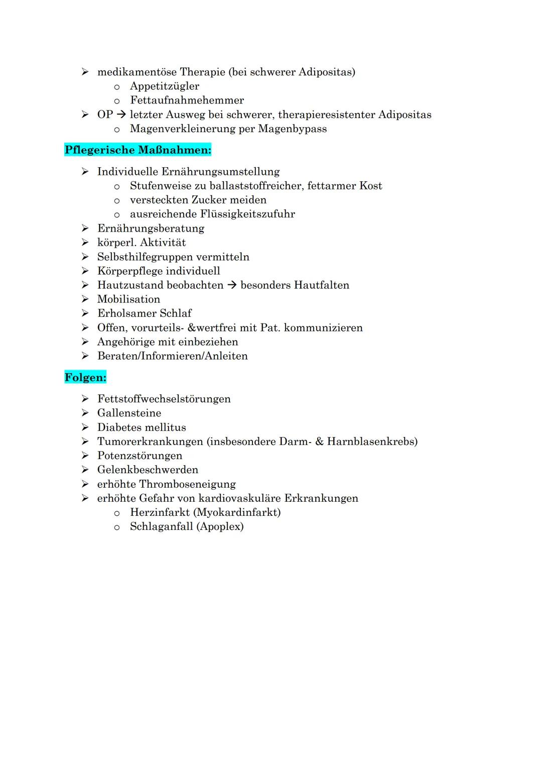 Definition:
➤ Überfluss an Fettgewebe mit einem BMI > 30kg/m²
Pathophysiologie/Ursache:
➤ Primär
o Übermäßige kalorienzufuhr & zu wenig Bewe