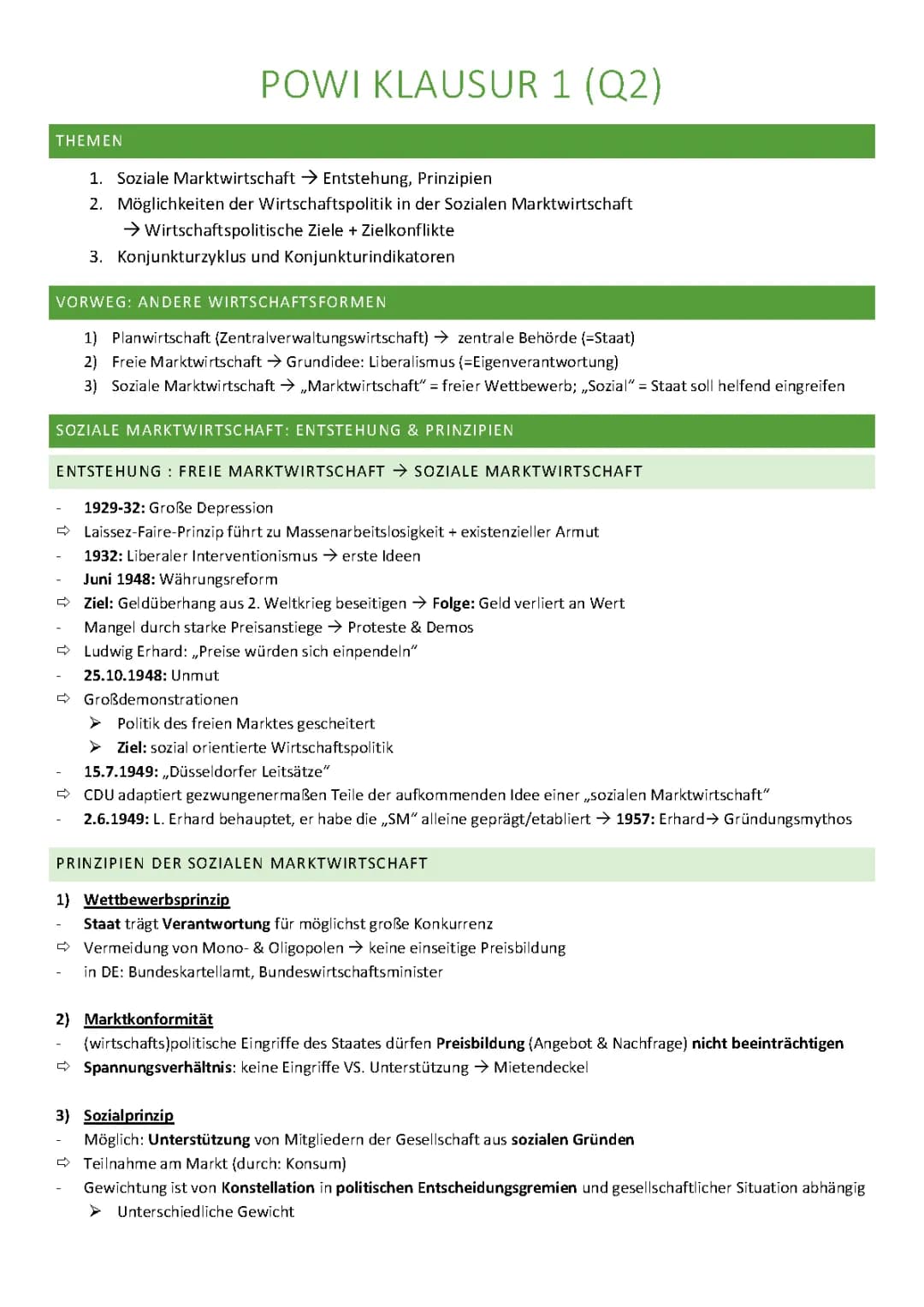 Soziale Marktwirtschaft & Konjunkturzyklus 