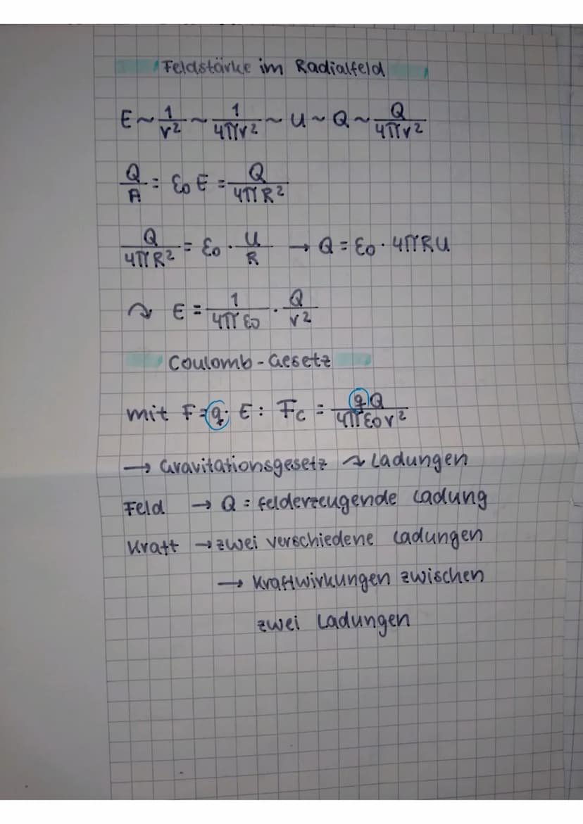 Physikklausur Q11
Fele = q⋅E → E = € [E] = N
F
q
U = Energie = Ei [u] = v
ladung q
E = y → U÷E.d
u
Eete Fete ·d=9·E·d = Wele
• q. E. S. cos(
