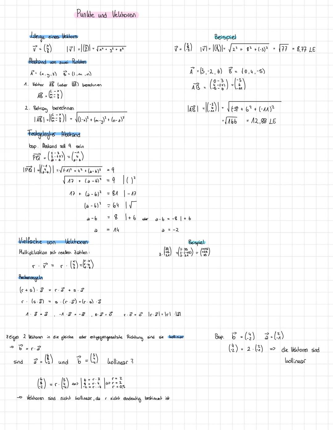 Lange
eines Vektors
sind
Abstand von zwei Punkten
A² = (x₁y₁2) B² = (1.min)
1. Velhor AB (oder BÃ) berechnen
AB - (1)
2. Betrag berechnen
Pu