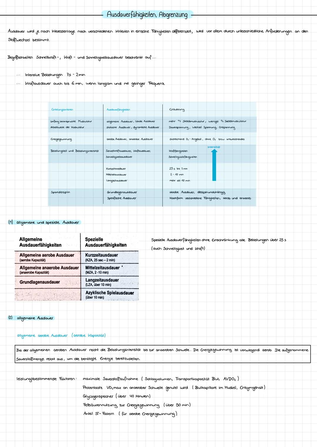 --- OCR Start ---
Ausdauer
(1) Definition Ausdauer
Im Sport und auch allgemein versieht man unter Ausdauer die physische unol psychische Wid