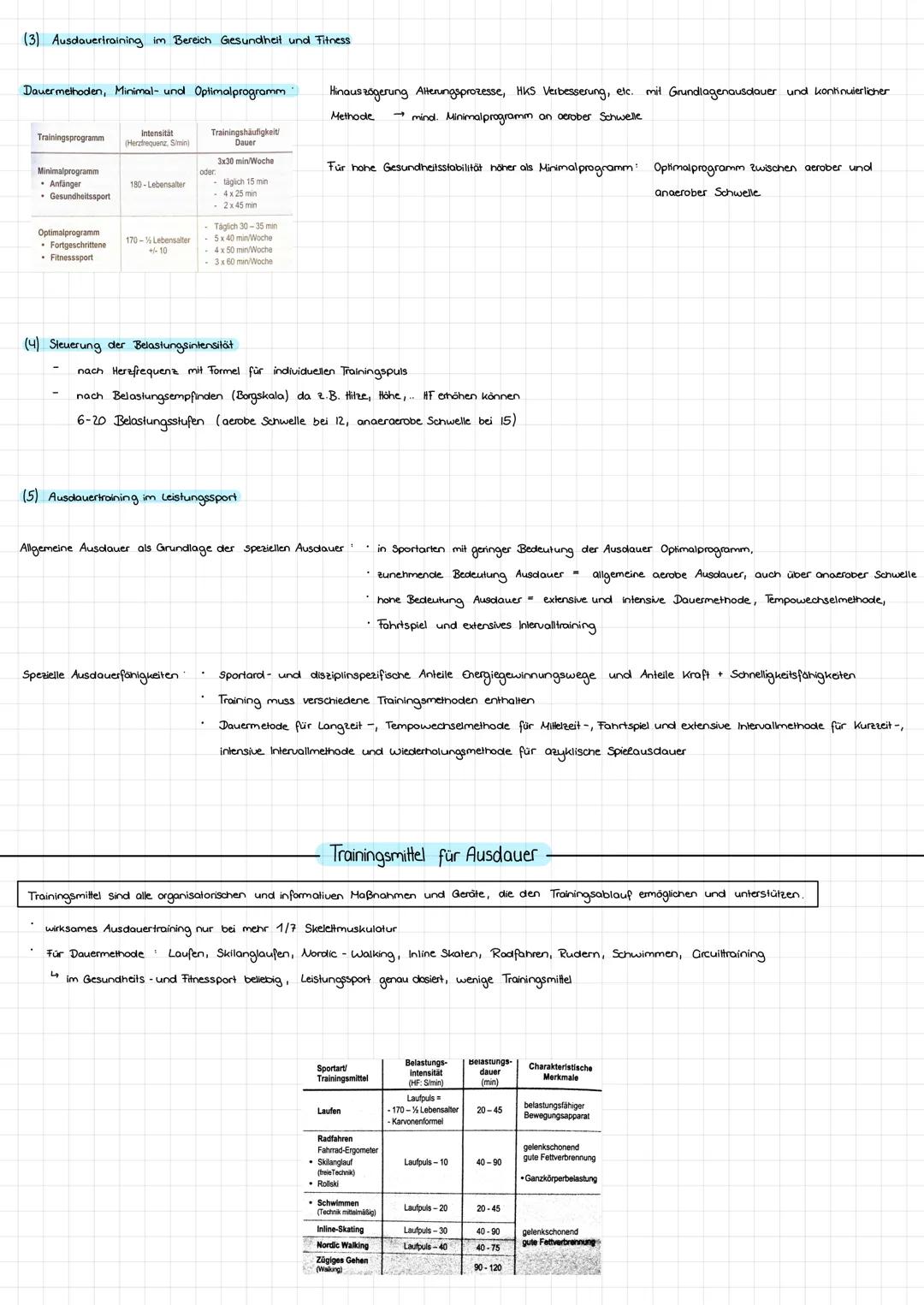 --- OCR Start ---
Ausdauer
(1) Definition Ausdauer
Im Sport und auch allgemein versieht man unter Ausdauer die physische unol psychische Wid