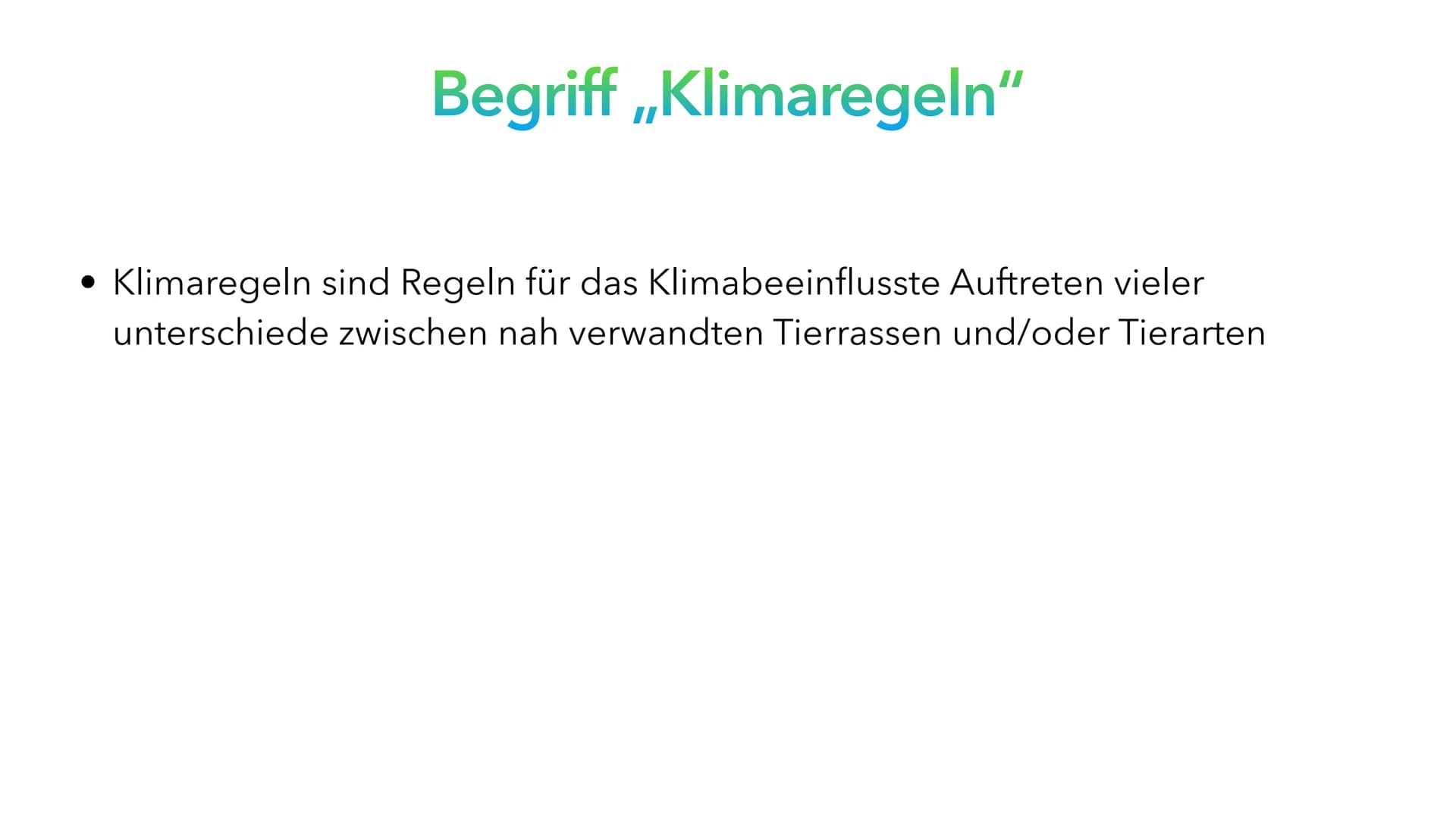 Klimaregeln Agenda
• Begriff ,,Klimaregel"
• Bergmannsche Regel
• Warum sind Pinguine in Kälteren Regionen größer?
• Schaubild Bergmannsche 