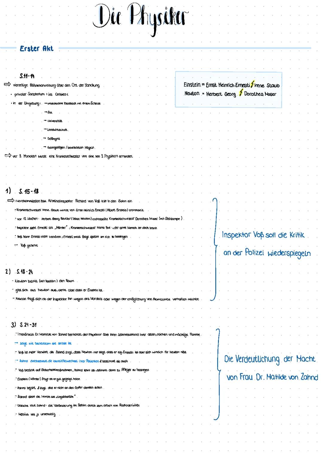 Die Physiker: Zusammenfassung, Charakterisierung und wichtige Textstellen