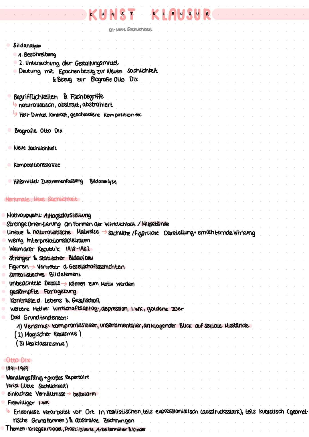 Bildanalyse:
1. Beschreibung
2. Untersuchung der Gestaltungsmittel
Deutung mit Epochen bezug zur Neven Sachlichkeit
& Bezug zur Biografie Ot