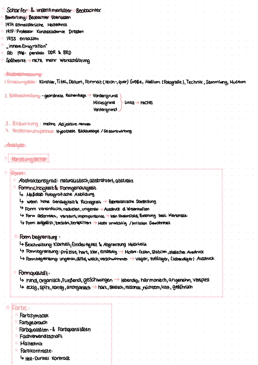 Bildanalyse:
1. Beschreibung
2. Untersuchung der Gestaltungsmittel
Deutung mit Epochen bezug zur Neven Sachlichkeit
& Bezug zur Biografie Ot