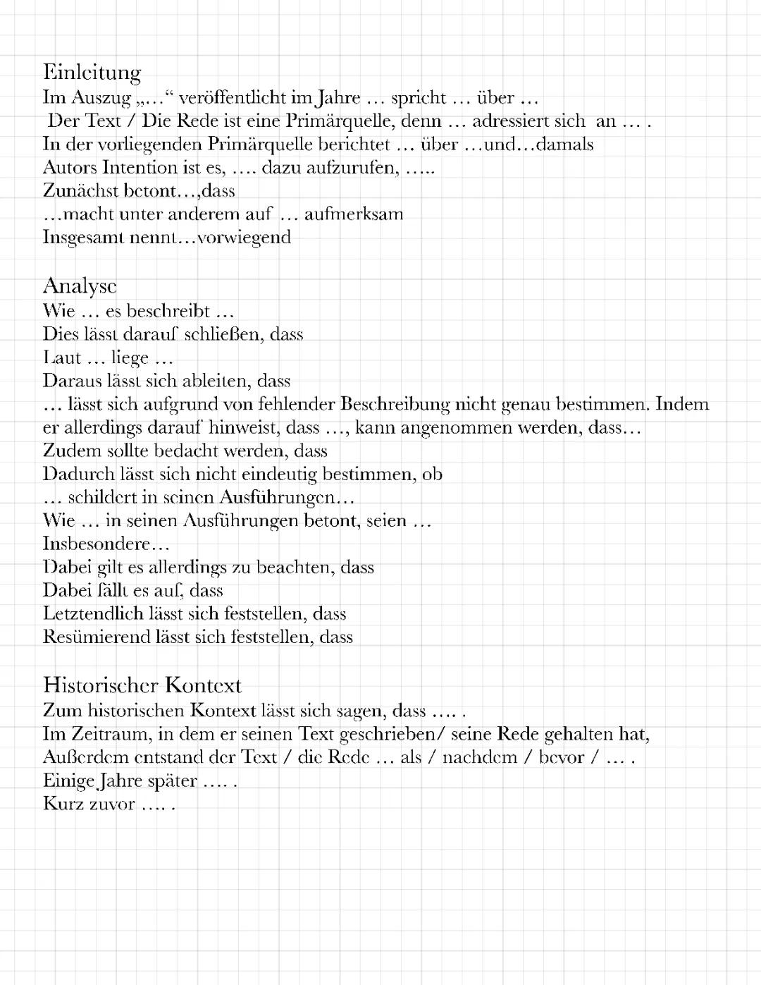 Formulierungshilfen für eine Geschichtsklausur