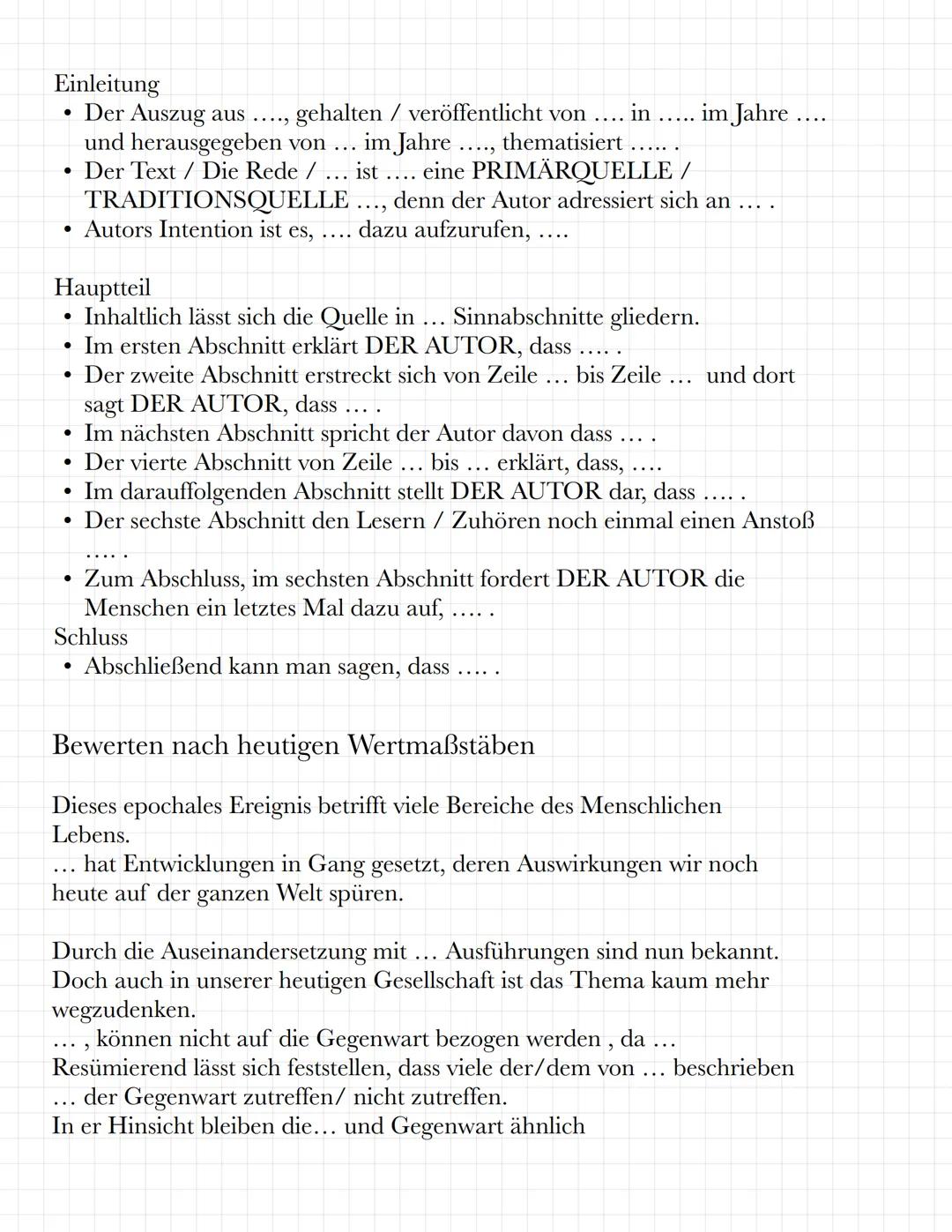 Einleitung
Im Auszug, veröffentlicht im Jahre ... spricht ... über ...
Der Text / Die Rede ist eine Primärquelle, denn ... adressiert sich a