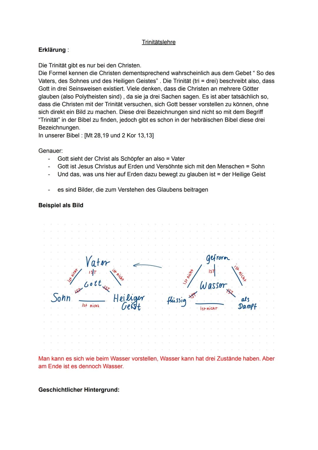 Erklärung :
Die Trinität gibt es nur bei den Christen.
Die Formel kennen die Christen dementsprechend wahrscheinlich aus dem Gebet " So des
