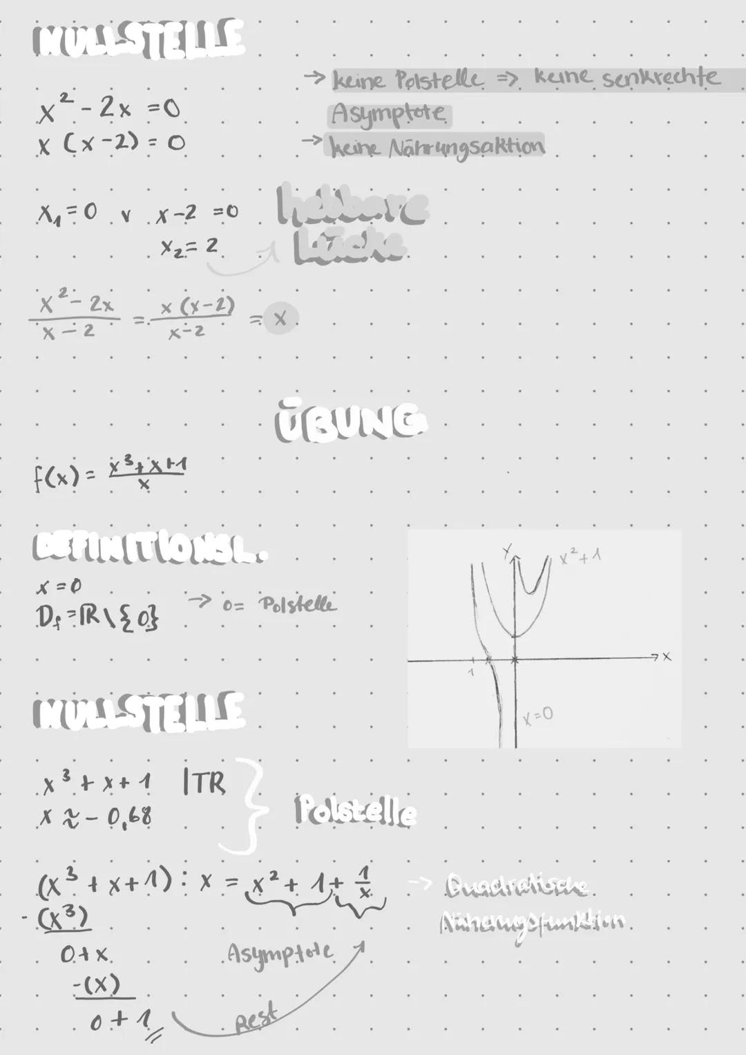 # GEBROCHEN RATIONALE
# FUNKTION

$f(x) = \frac{x^2 + 1.5x}{2x-1}$

- Dr: Definitionsbereich ist IR ohne dic Definitionsstücke
  Definitions