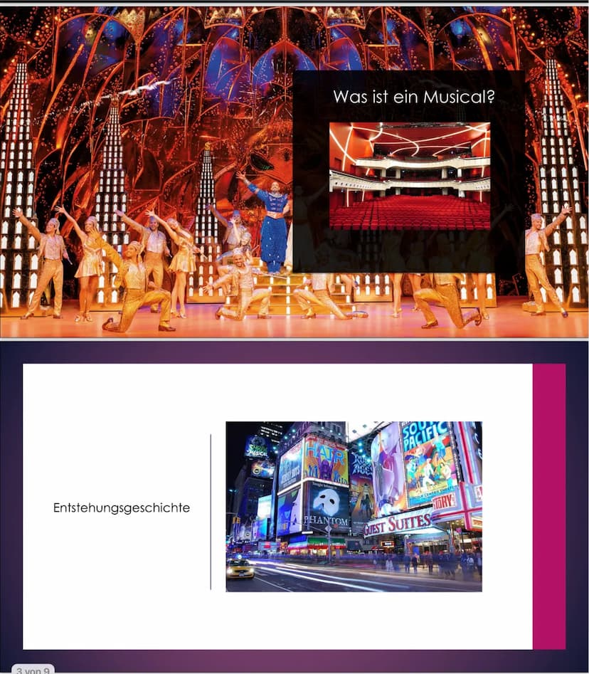 Musical
Gliederung
Was ist ein Musical?
▸ Entstehungsgeschichte
▸ Startpunkt Broadway
▸ Das erste Musical (Show Boat)
▸ Moderne Musicals ann