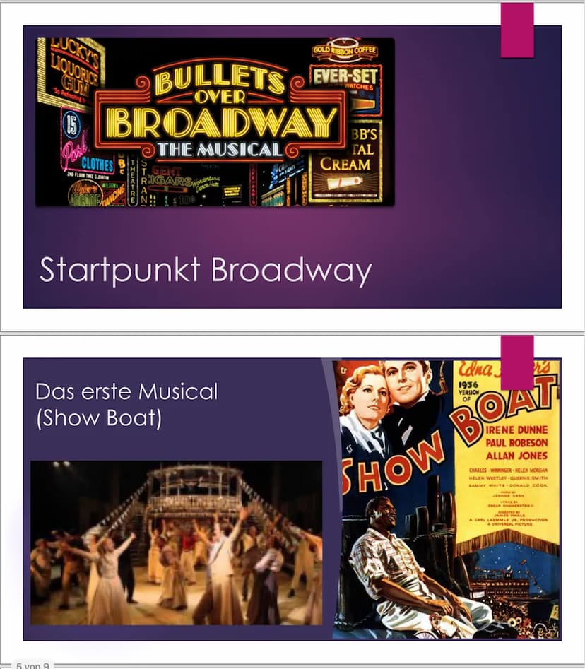 Musical
Gliederung
Was ist ein Musical?
▸ Entstehungsgeschichte
▸ Startpunkt Broadway
▸ Das erste Musical (Show Boat)
▸ Moderne Musicals ann