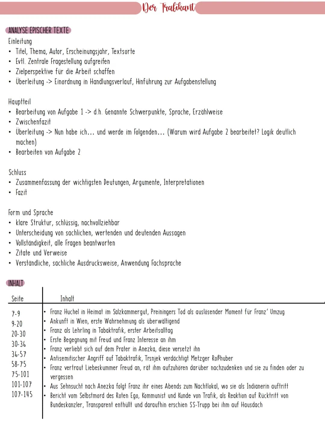 ANALYSE EPISCHER TEXTE
Einleitung
Titel, Thema, Autor, Erscheinungsjahr, Textsorte
Evtl. Zentrale Fragestellung aufgreifen
Zielperspektive f