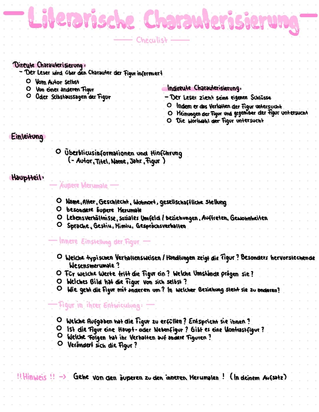 Literarische Charakterisierung 
